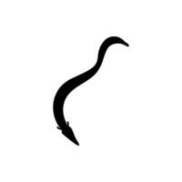 Silhouette of the fire eel, Mastacembelus erythrotaenia, is a relatively large species of spiny eel, can use for art Illustration, logo type, pictogram, website, or graphic design element. Vector