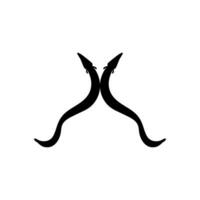 Silhouette of the fire eel, Mastacembelus erythrotaenia, is a relatively large species of spiny eel, can use for art Illustration, logo type, pictogram, website, or graphic design element. Vector