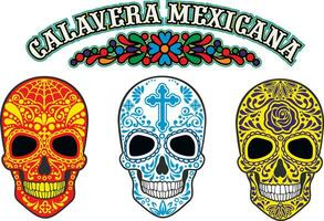 set mexican sugar skull vector