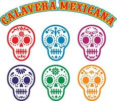 set mexican sugar skull vector