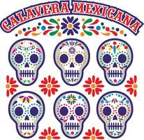 set mexican sugar skull vector