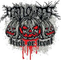 Víspera de Todos los Santos calabaza, grunge.vintage diseño camisetas vector