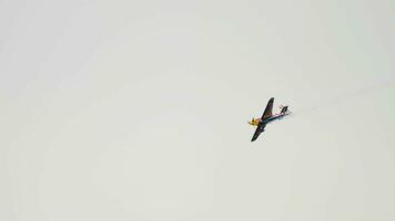 KAZAN, RUSSIAN FEDERATION, JUNE 14, 2019 - Sports light aircraft performing aerobatics at the Red Bull competition in Kazan video