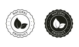 Organic Food Label Set. Natural and Ecology Product Vegan Food Sticker. Bio Healthy Eco Food Signs. 100 Percent Organic Black Icons. Isolated Vector Illustration.