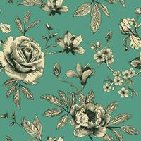 resumen moderno floral sin costura modelo con mano dibujado flor en toile Delaware alegría estilo. retro elegancia repetir impresión. Clásico diseño para tela, fondo de pantalla o envase vector