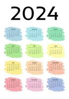 Calendar for 2024 isolated on a white background vector