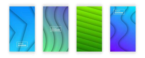 Abstract minimal gradient geometric background.  Set of four wave layer shape for banner, templates, cards. Vector illustration.