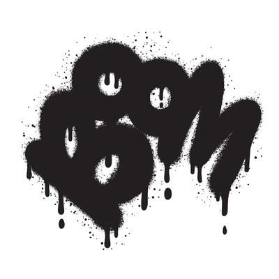 graffiti Boom text sprayed in black over white.
