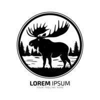 Minimal and abstract logo of moose vector elk icon fur isolated template design