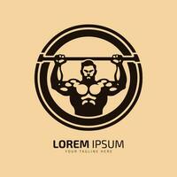 Minimal and abstract logo of gym vector man icon fitness silhouette isolated template design gym club in the circle