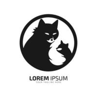 minimal and abstract cat logo kitten icon dog silhouette vector isolated design in circle