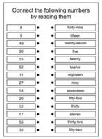 Conceptual vector illustration of a set of mathematical learning for children. mathematics student activity sheet. counting numbers by connecting