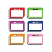 9 template illustrations set of colorful labels name stickers with blank text. Sticker marking the ownership of an item, book, bag, etc. Name tag for ownership identification, Ownership symbol vector