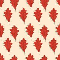 Seamless pattern with autumn red oak leaves. Vector illustration.