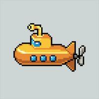 Pixel art illustration submarine. Pixelated submarine. Ocean submarine icon pixelated for the pixel art game and icon for website and video game. old school retro. vector