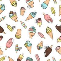 Ice cream pattern hand drawn vector