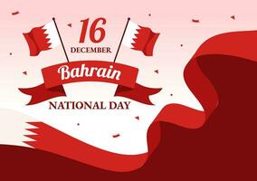 Bahrain National Day or Independence Vector Illustration on 16th of December With Wavy Flag in Flat Patriotic Holiday Cartoon Background Design