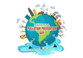 National Pollution Prevention Day Vector Illustration on 2 December for Awareness Campaign Factory, Forest or Vehicle Problems in Cartoon Background