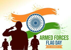 Indian Armed Forces Flag Day Vector Illustration with India and Army Flags in National Holiday Flat Cartoon Background Design