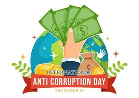 Anti Corruption Day Vector Illustration on 9 December with Stop Give Money and Coin Dollar with a Prohibition Sign in Flat Cartoon Background Design