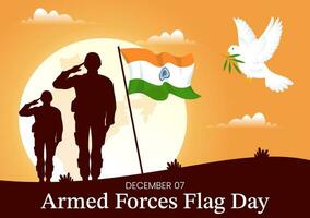 Indian Armed Forces Flag Day Vector Illustration with India and Army Flags in National Holiday Flat Cartoon Background Design