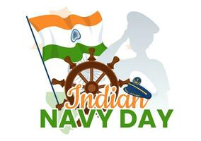 Indian Navy Day Vector Illustration on December 4 with Fighter Ships for People Military Army Saluting Appreciating Soldiers in Background Design