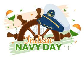 Indian Navy Day Vector Illustration on December 4 with Fighter Ships for People Military Army Saluting Appreciating Soldiers in Background Design