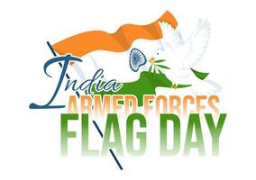 Indian Armed Forces Flag Day Vector Illustration with India and Army Flags in National Holiday Flat Cartoon Background Design