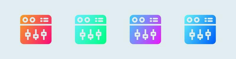 Equalizer solid icon in gradient colors. Frequency signs vector illustration.