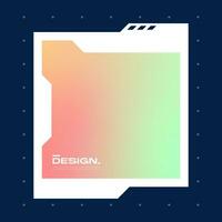 Futuristic square gradient background. Social media frame vector illustration.