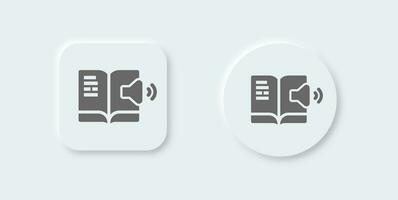 Audio book solid icon in neomorphic design style. Learning signs vector illustration.