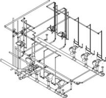 3D illustration of building piping vector