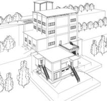 3d ilustración de industrial edificio vector