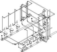 3D illustration of building piping vector