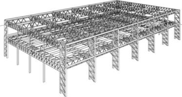 3D illustration of building structure vector