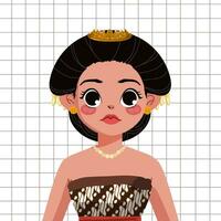 linda indonesio tradicional niña ilustración vector