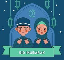 eid Mubarak tarjeta ilustración vector