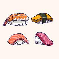 Set of Sushi Japanese Food Vector Illustration