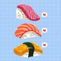 ilustración de vector de comida japonesa de sushi