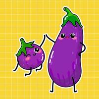 Cute Eggplants Vector Illustration