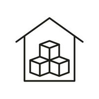 Warehouse Line Icon. Storage Building Linear Pictogram. Storehouse for Shipping Service Outline Symbol. Commercial Cargo Box in Store House Sign. Editable Stroke. Isolated Vector Illustration.