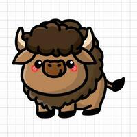 Cute Bison Animal Illustration vector