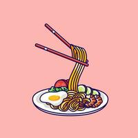 Chicken Noodle Food Vector Illustration
