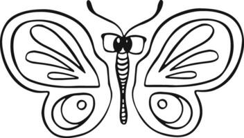 lineal mariposa monocromo dibujos animados estilo ilustración vector