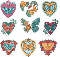 Beautiful colored ethnic love butterflies are hand drawn vector