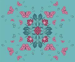 Delicate seamless pattern with butterflies on  turquoise backgro vector