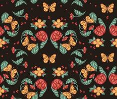 Pattern gentle butterflies   dark background vector