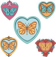 Beautiful colored ethnic love butterflies are hand drawn vector