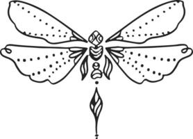 Delgado lineal mariposa monocromo ilustración vector