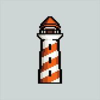 píxel Arte ilustración faro. pixelado faro. Oceano boya salvavidas icono pixelado para el píxel Arte juego y icono para sitio web y vídeo juego. antiguo colegio retro vector